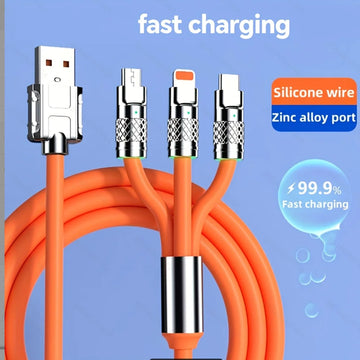 3-in-1 Fast Charging Cable – 120W USB Micro & Type-C for iPhone, Samsung, Xiaomi