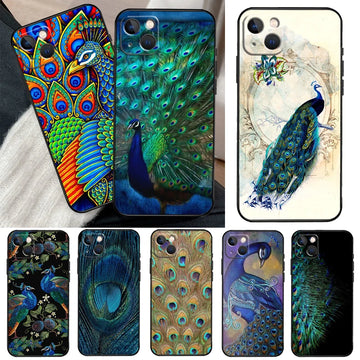 Peacock Feather Phone Case – Shockproof Soft Bumper Case for iPhone 13-15